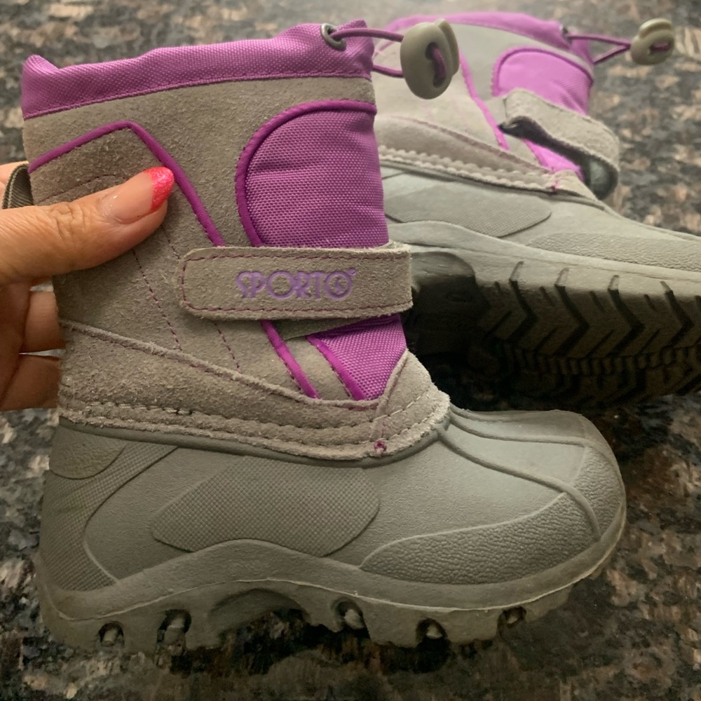Sporto Kids Gray and Purple Rain & Snow Boots